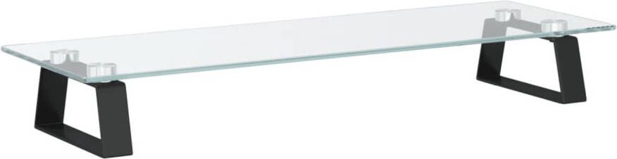 VidaXL Monitorstandaard 60x20x8 cm gehard glas en metaal zwart