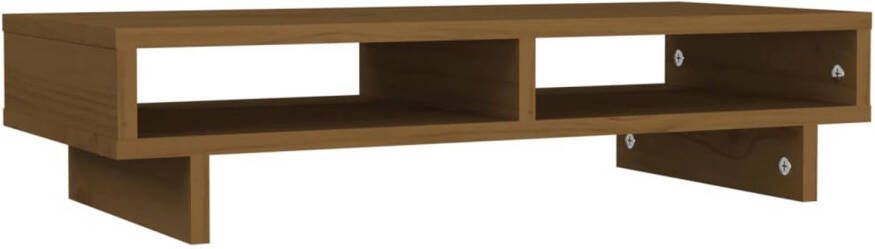 VidaXL Monitorstandaard 60x27x14 cm massief grenenhout honingbruin