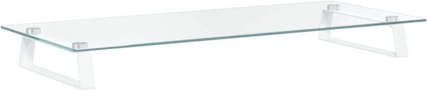 VidaXL Monitorstandaard 80x35x8 cm gehard glas en metaal wit