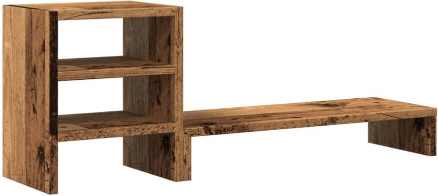 VidaXL Monitorstandaard met bureau-organizer hout oud houtkleurig