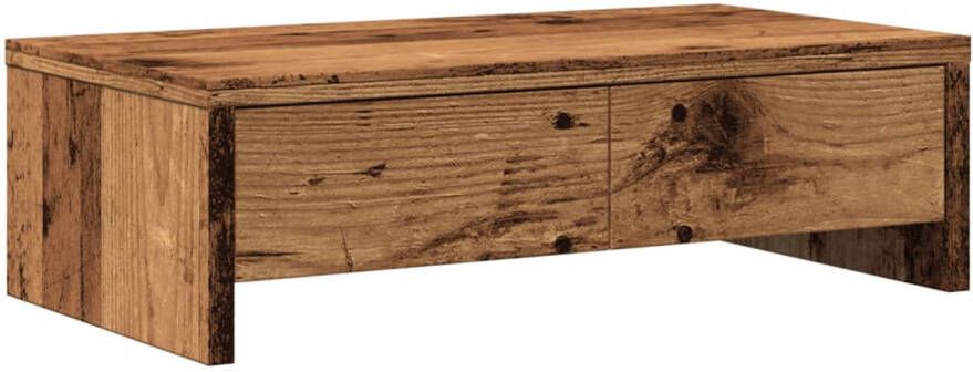 VidaXL Monitorstandaard met lades 50x27x15 cm bewerkt hout oud hout