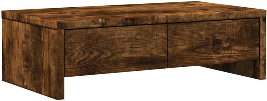 VidaXL Monitorstandaard met lades 50x27x15 cm hout gerookt eikenkleur