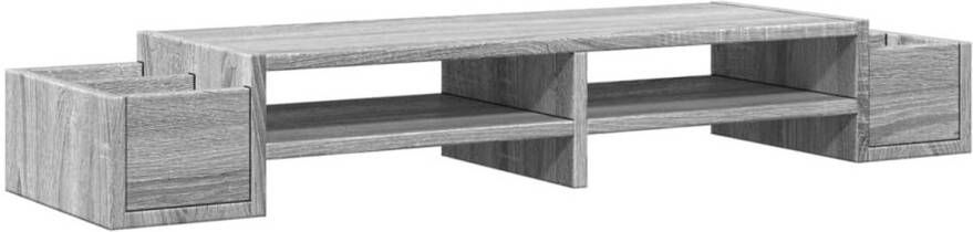 VidaXL Monitorstandaard opbergruimte 100x27x15 cm hout grijs sonoma