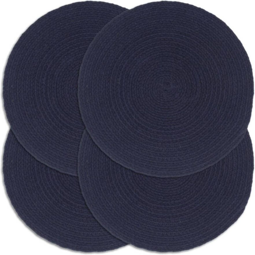 VidaXL Placemats 4 st rond 38 cm katoen effen marineblauw