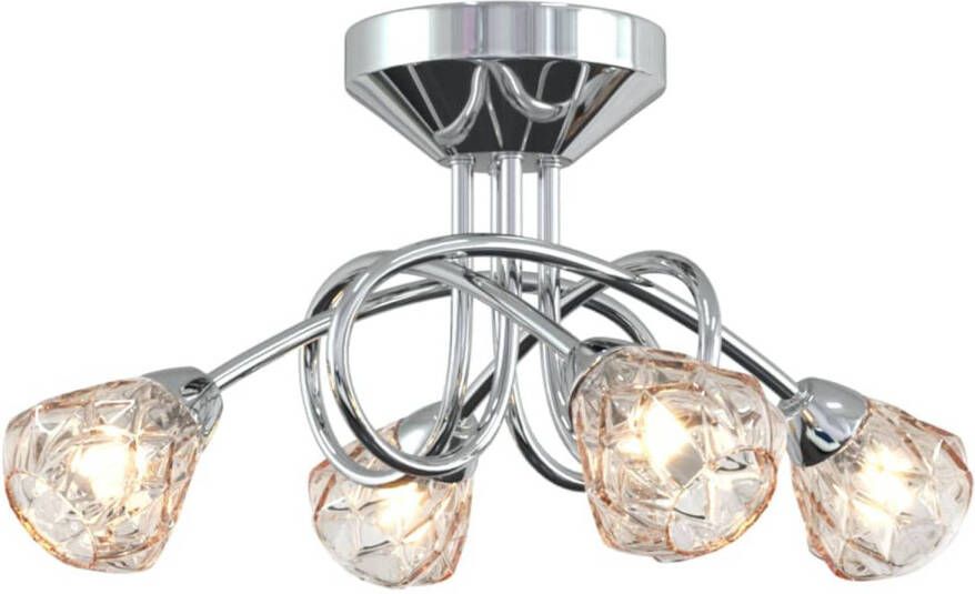 VidaXL Plafondlamp met traliekappen glas 4xG9