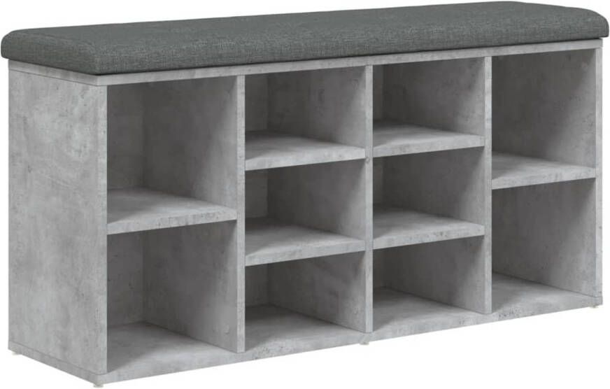 VidaXL Schoenenbank 102x32x50 cm bewerkt hout betongrijs