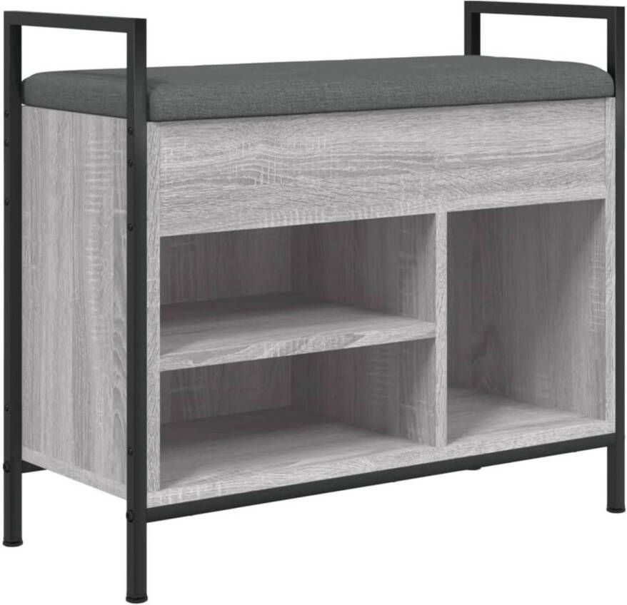 VidaXL Schoenenbank 65 5x32x57 5 cm bewerkt hout grijs sonoma