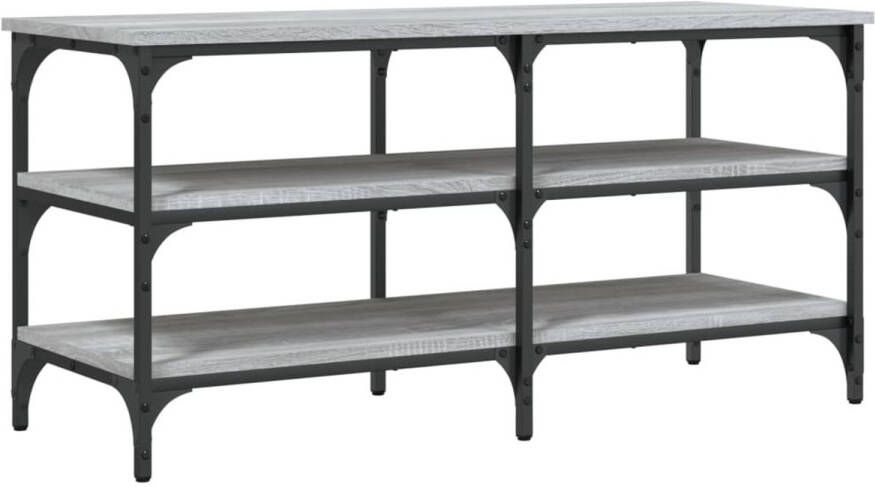 VidaXL Schoenenbankje 100x38 5x49 cm bewerkt hout grijs sonoma