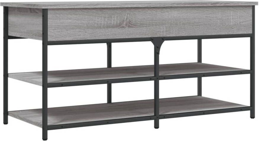 VidaXL Schoenenbankje 100x42 5x50 cm bewerkt hout grijs sonoma eiken