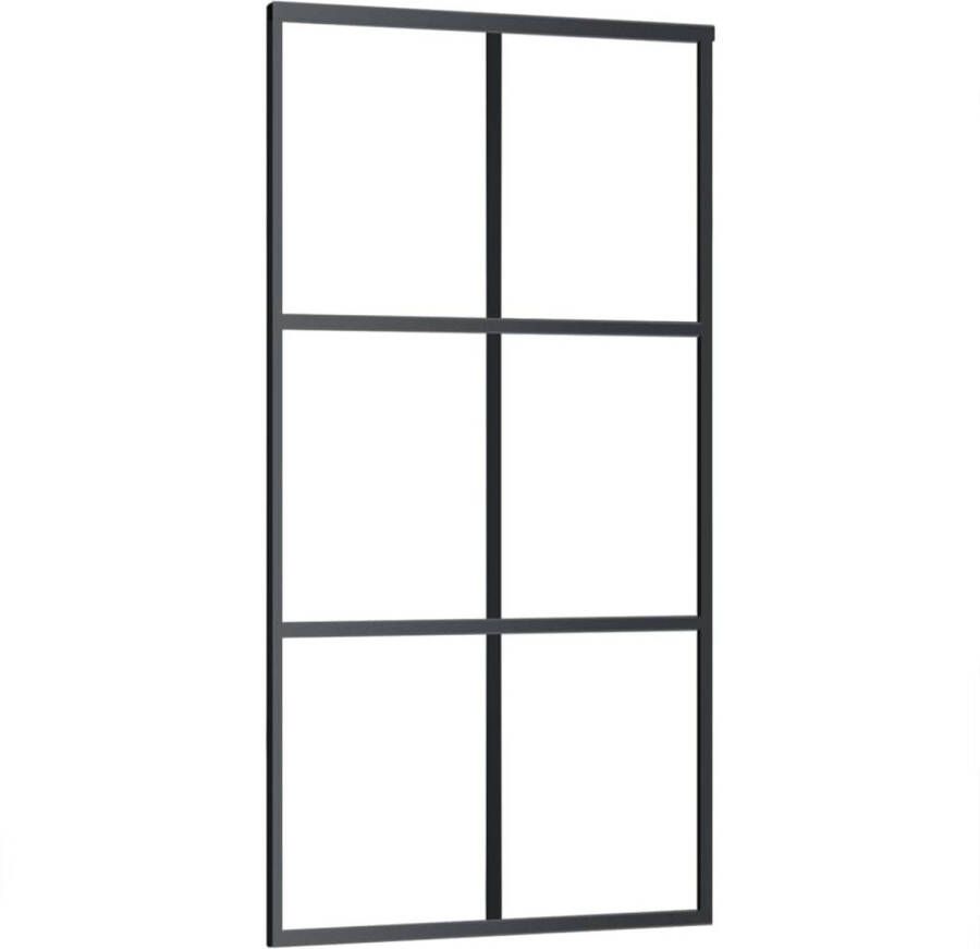 VidaXL Schuifdeur 102x205 cm ESG-glas en aluminium zwart