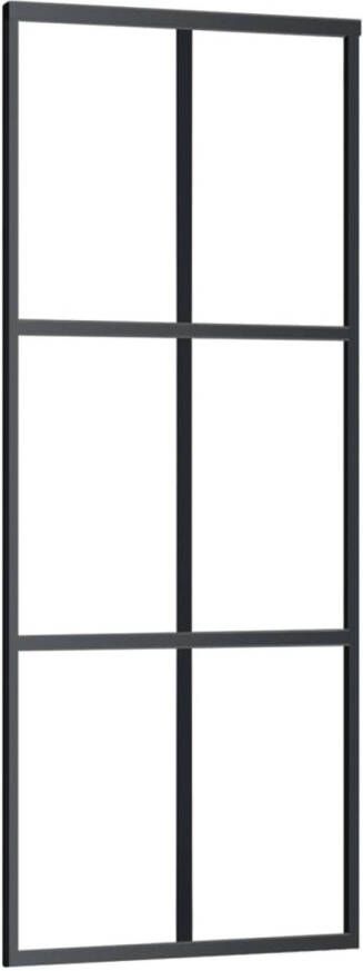 VidaXL Schuifdeur 76x205 cm ESG-glas en aluminium zwart