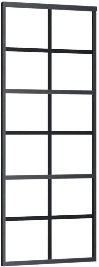 VidaXL Schuifdeur 76x205 cm ESG-glas en aluminium zwart