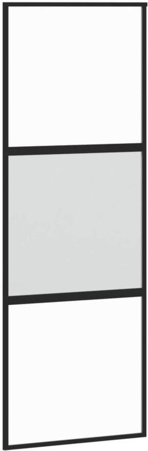 VidaXL Schuifdeur 76x205 cm gehard glas en aluminium zwart