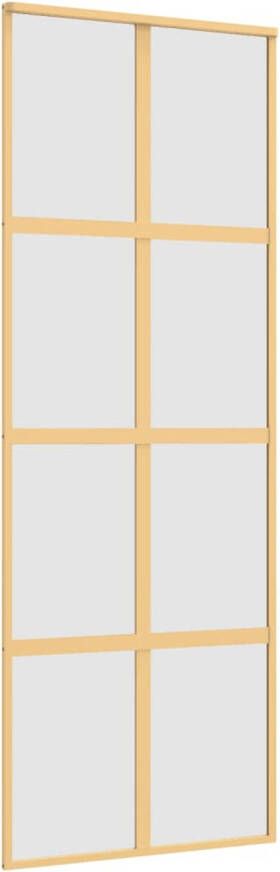 VidaXL Schuifdeur 76x205 cm mat ESG-glas en aluminium goudkleurig