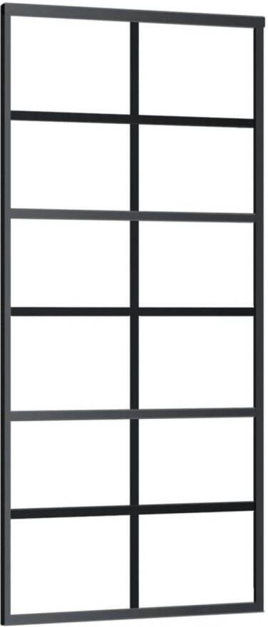 VidaXL Schuifdeur 90x205 cm ESG-glas en aluminium zwart