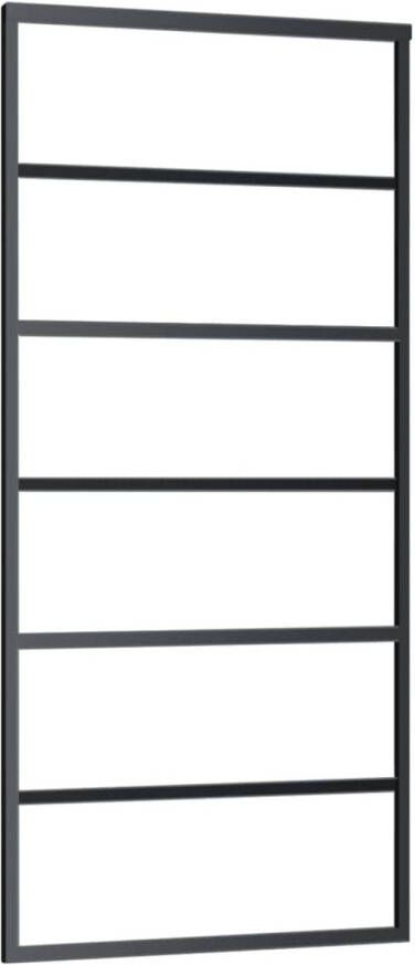 VidaXL Schuifdeur 90x205 cm ESG-glas en aluminium zwart