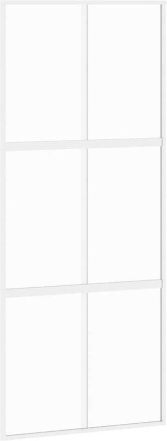 VidaXL Schuifdeur 90x205 cm gehard glas en aluminium wit