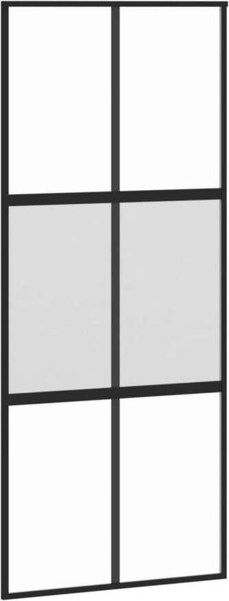 VidaXL Schuifdeur 90x205 cm gehard glas en aluminium zwart