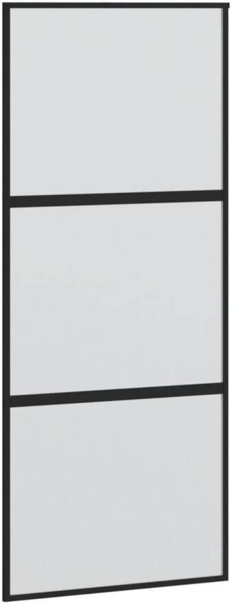 VidaXL Schuifdeur 90x205 cm gehard glas en aluminium zwart