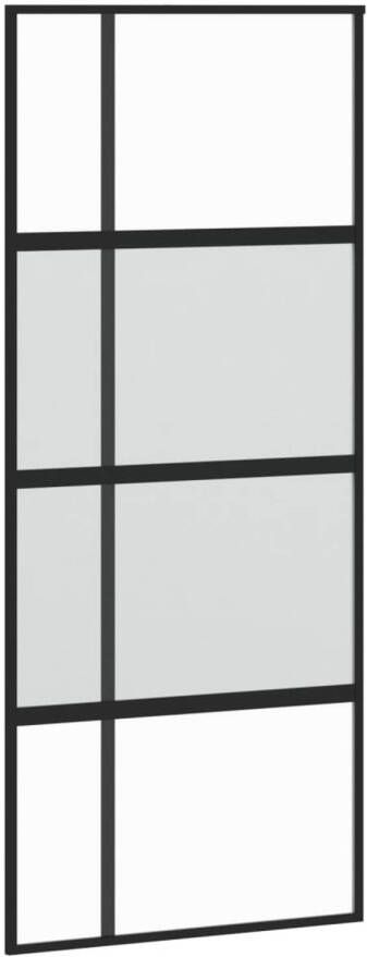 VidaXL Schuifdeur 90x205 cm gehard glas en aluminium zwart