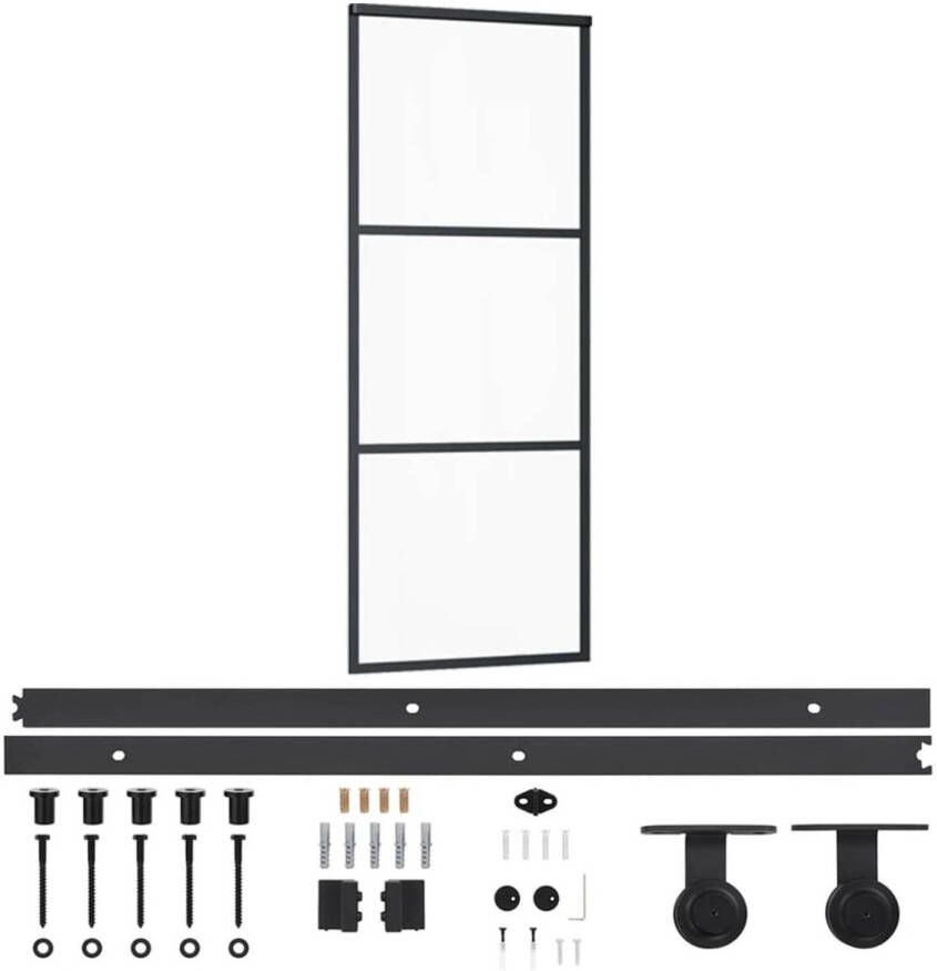 VIDAXL Schuifdeur 1 Zwart 76 X 205 Cm (183 Cm Sliding Rail) Glijdeur