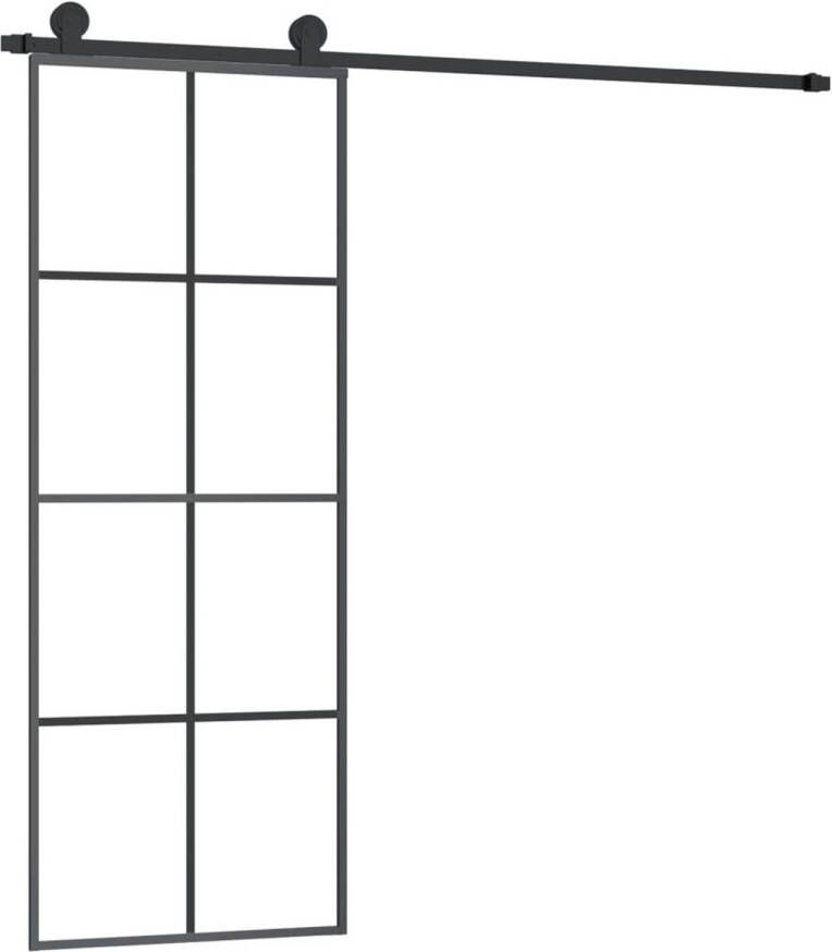 VidaXL Schuifdeur met beslag 76x205 cm ESG-glas en aluminium