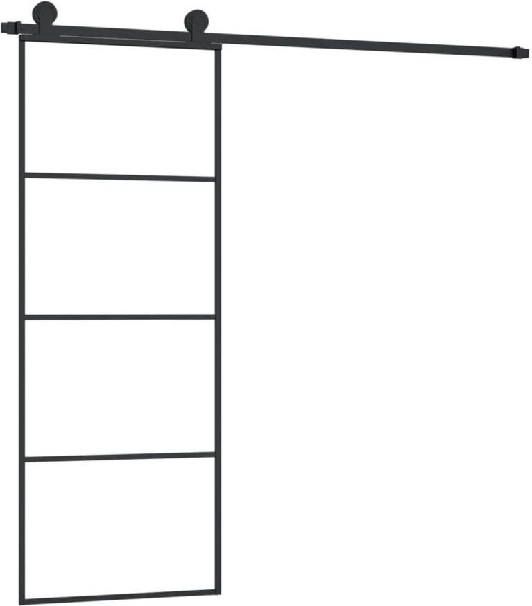 VidaXL Schuifdeur met beslag 76x205 cm ESG-glas en aluminium