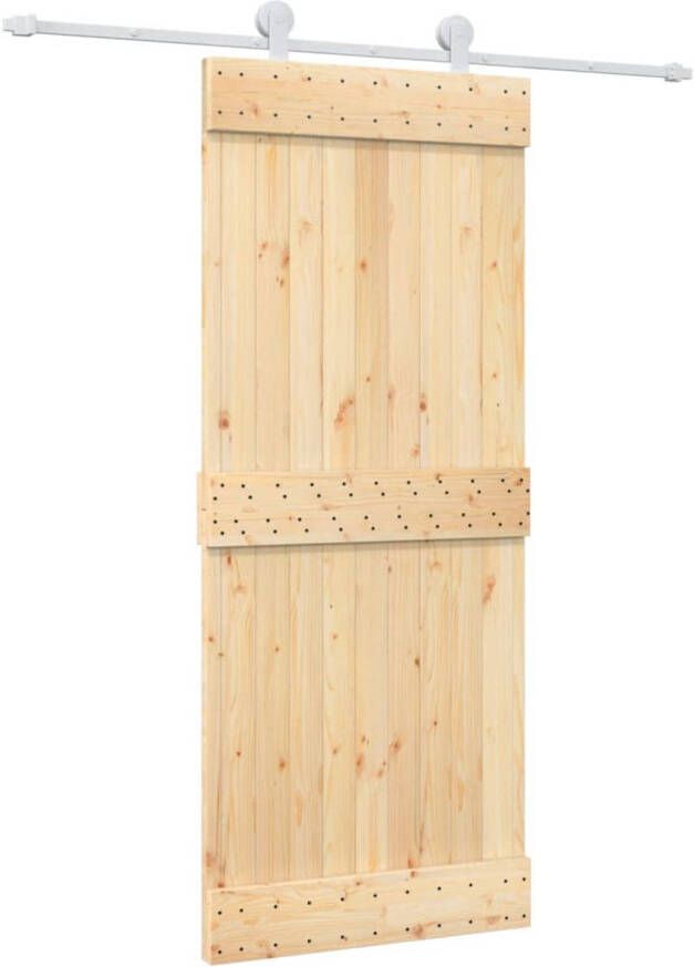 VidaXL Schuifdeur met beslag 85x210 cm massief grenenhout