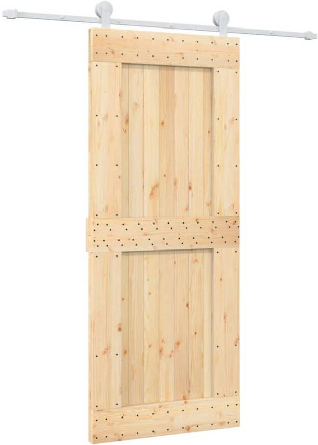 VidaXL Schuifdeur met beslag 85x210 cm massief grenenhout