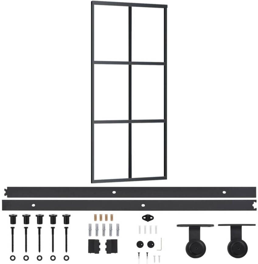 VIDAXL Schuifdeur 1 Zwart 90 X 205 Cm (200 Cm Schuifrail) Glijdeur