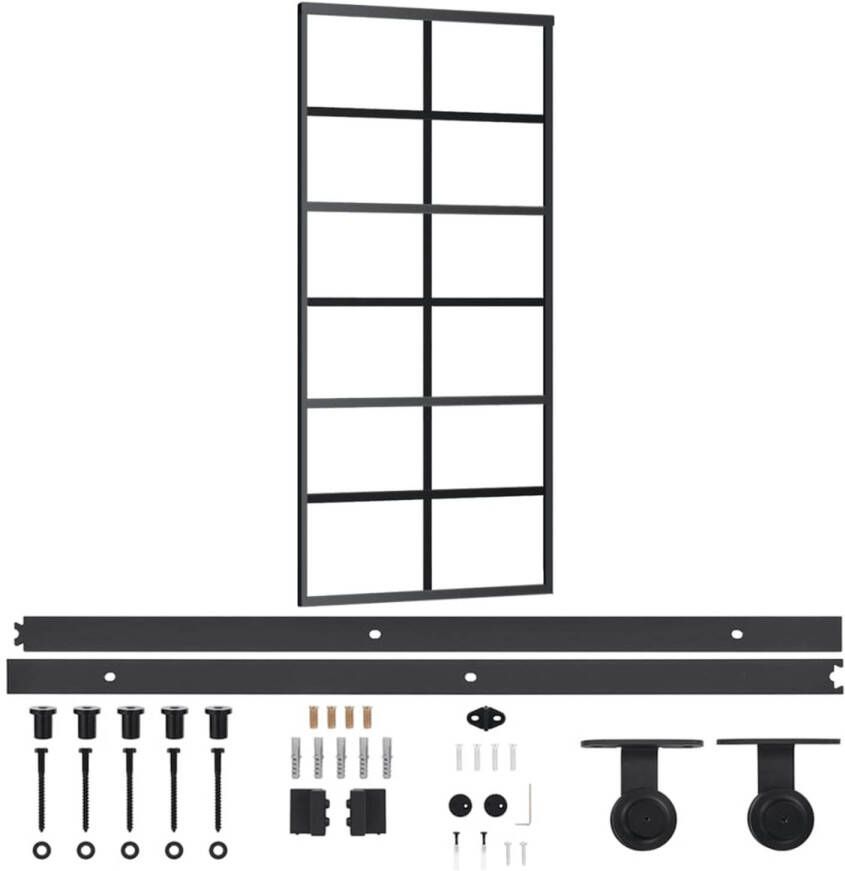 VIDAXL Schuifdeur 1 Zwart 90 X 205 Cm (200 Cm Schuifrail) Glijdeur