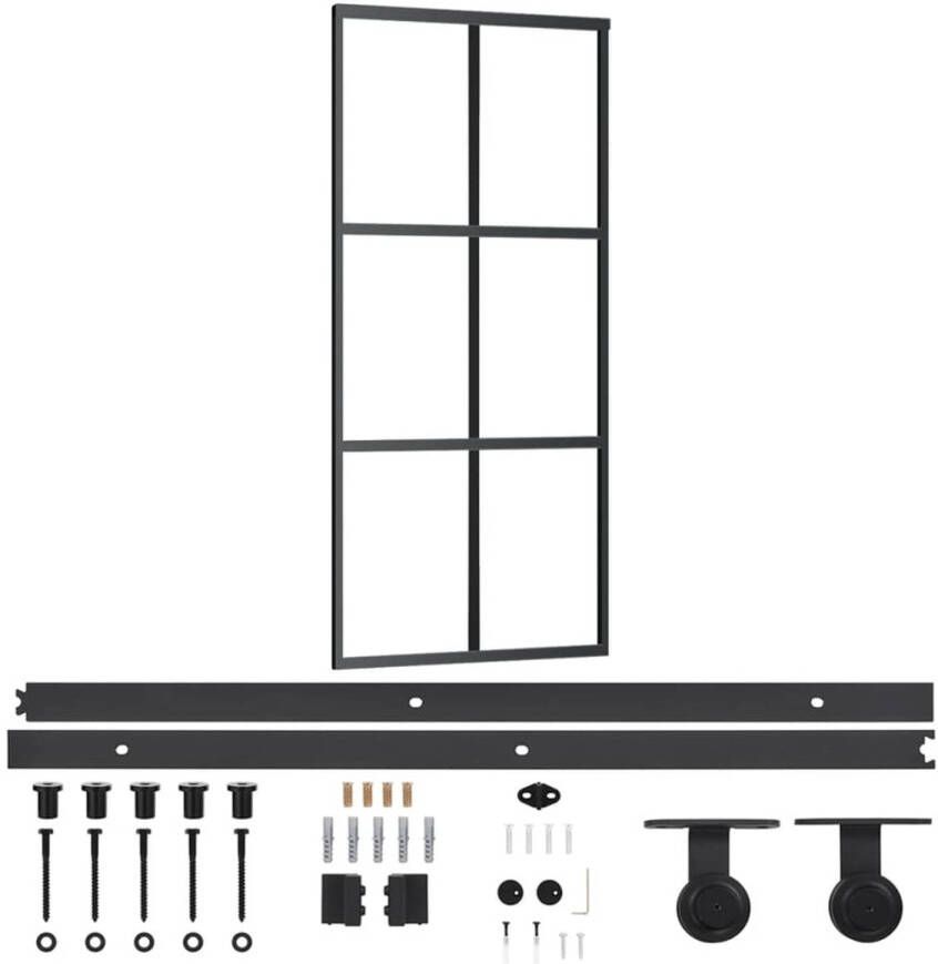 VIDAXL Schuifdeur 1 Zwart 90 X 205 Cm (183 Cm Glideskinne) Glijdeur