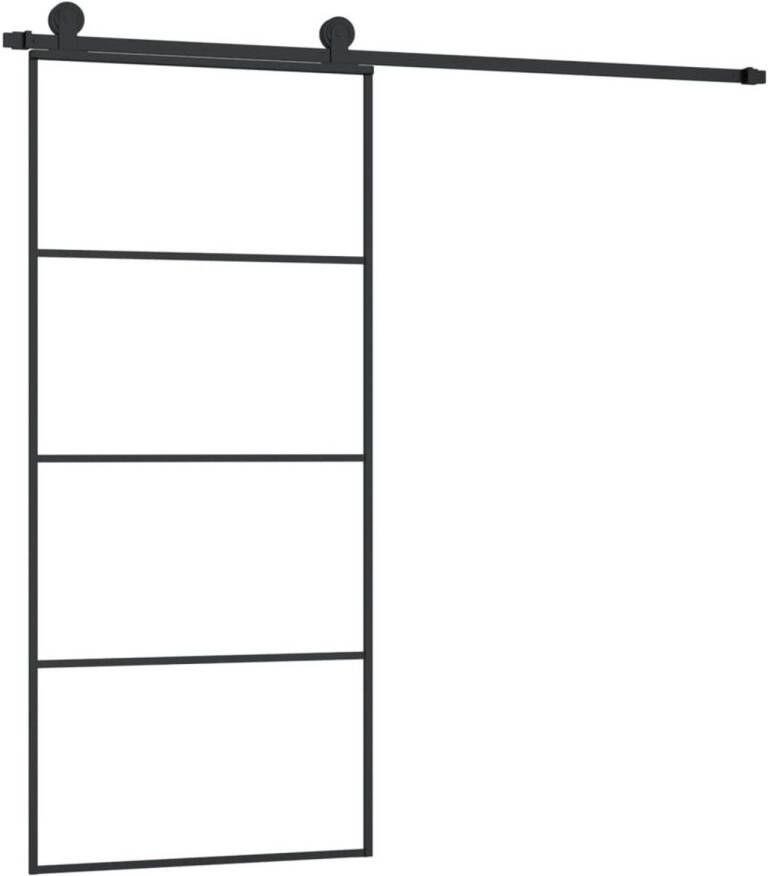 VidaXL Schuifdeur met beslag 90x205 cm ESG-glas en aluminium