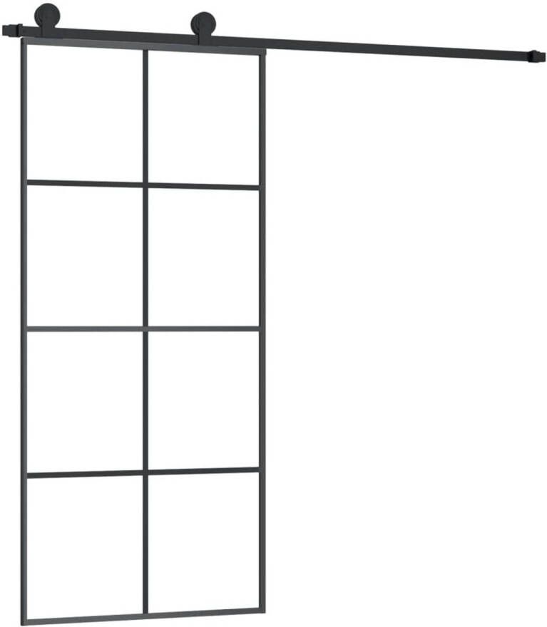 VidaXL Schuifdeur met beslag 90x205 cm ESG-glas en aluminium