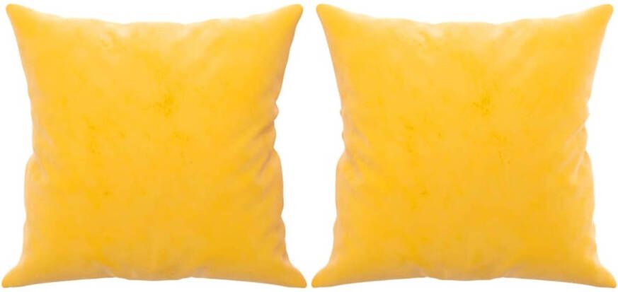 VidaXL Sierkussens 2 st 40x40 cm fluweel geel