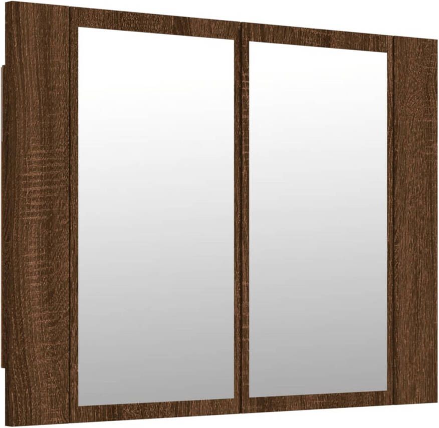 VidaXL Spiegelkast LED 60x12x45 cm bewerkt hout bruin eikenkleur