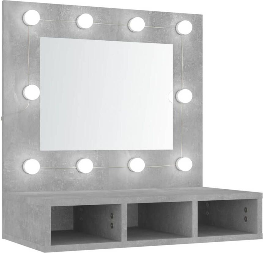 VidaXL Spiegelkast met LED-verlichting 60x31 5x62 cm betongrijs