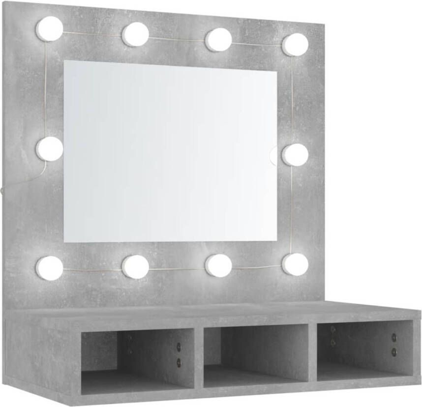 VidaXL Spiegelkast met LED-verlichting 60x31 5x62 cm betongrijs