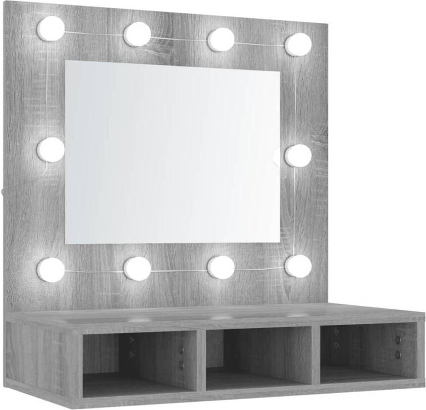 VidaXL Spiegelkast met LED-verlichting 60x31 5x62 cm grijs sonoma