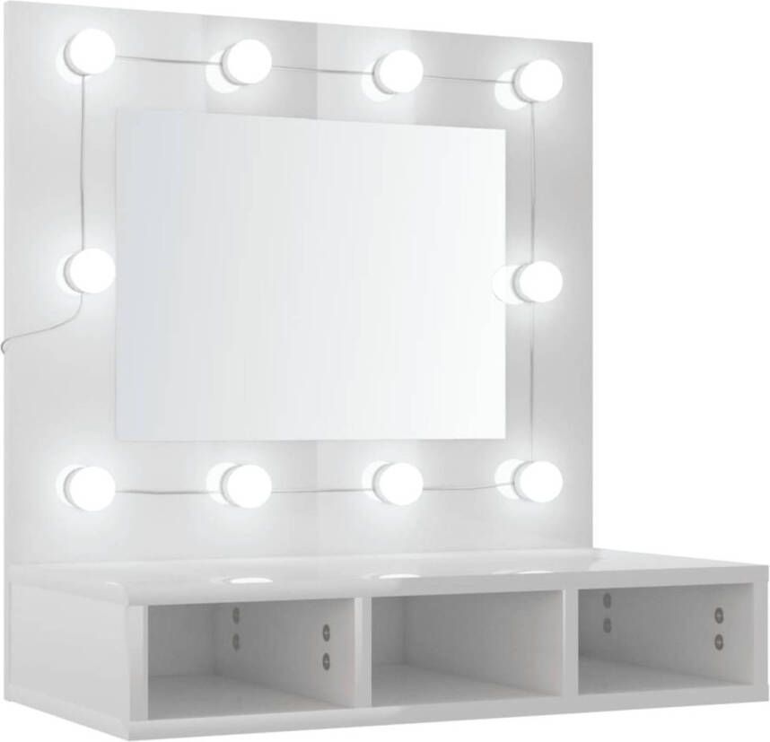 VidaXL Spiegelkast met LED-verlichting 60x31 5x62 cm hoogglans wit