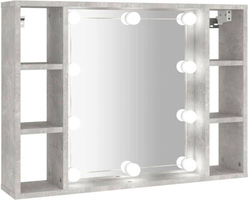 VidaXL Spiegelkast met LED-verlichting 76x15x55 cm betongrijs