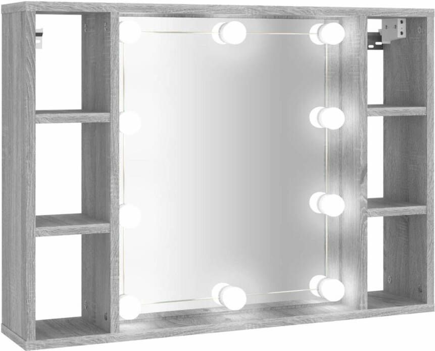 VidaXL Spiegelkast met LED-verlichting 76x15x55 cm grijs sonoma eiken