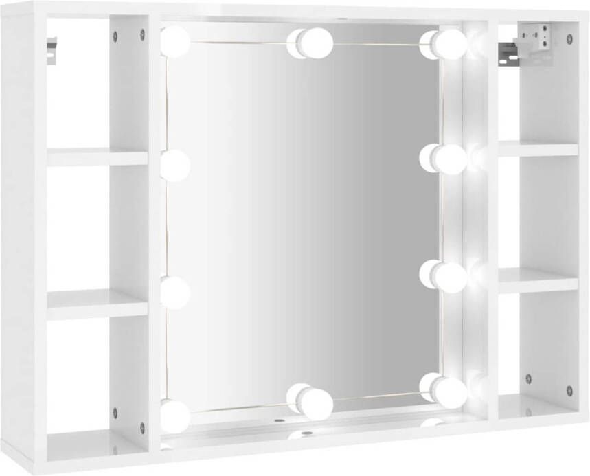 VidaXL Spiegelkast met LED-verlichting 76x15x55 cm hoogglans wit