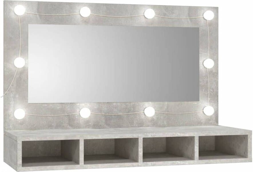 VidaXL Spiegelkast met LED-verlichting 90x31 5x62 cm betongrijs