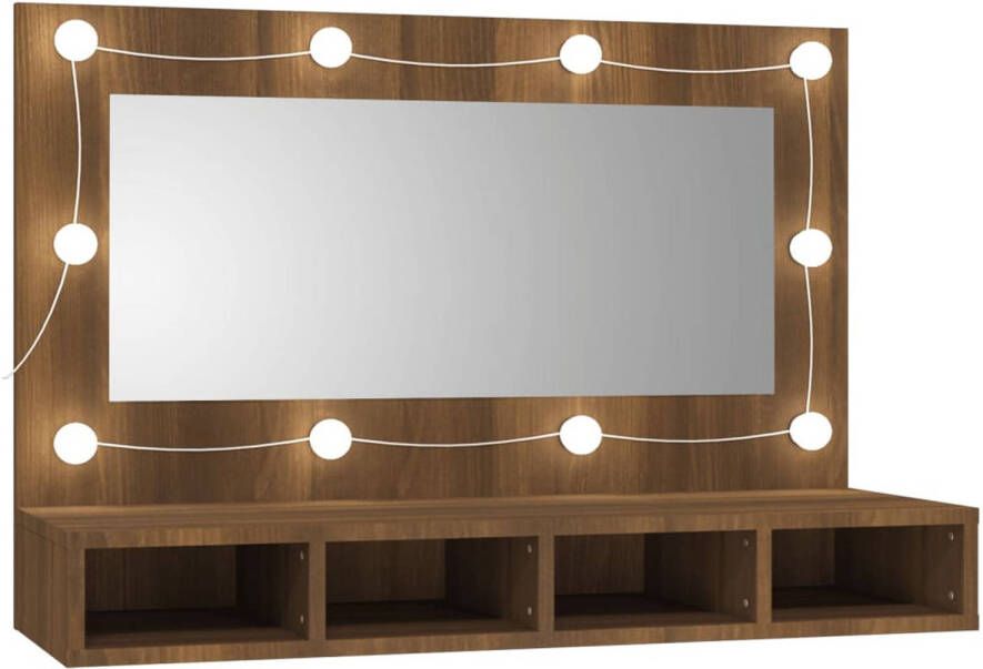 VidaXL Spiegelkast met LED-verlichting 90x31 5x62 cm bruineikenkleurig