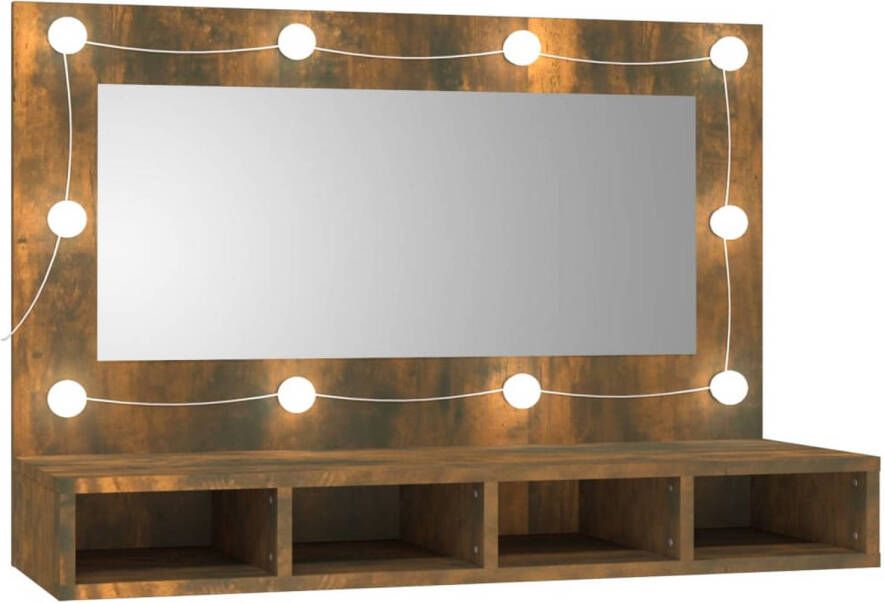 VidaXL Spiegelkast met LED-verlichting 90x31 5x62 cm gerookt eiken