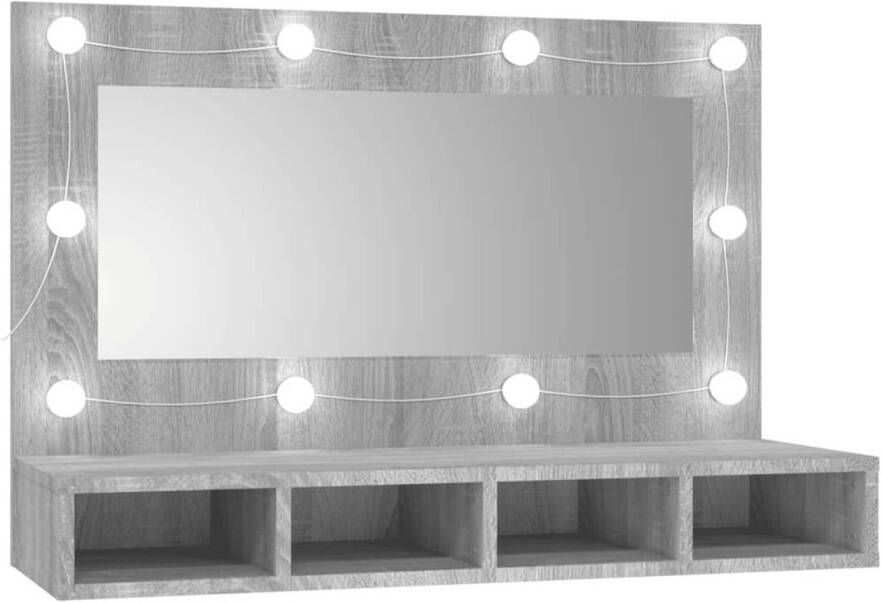 VidaXL Spiegelkast met LED-verlichting 90x31 5x62 cm grijs sonoma