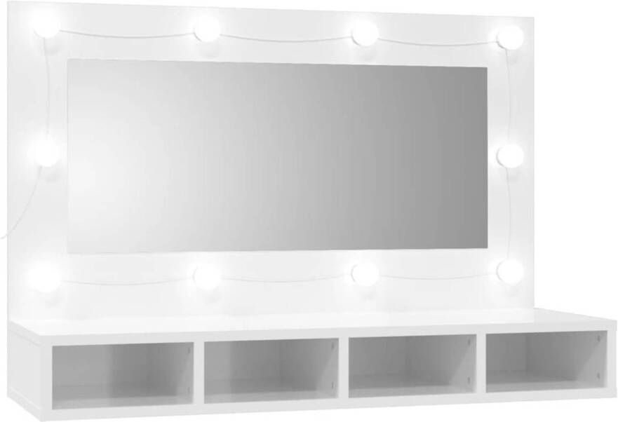 VidaXL Spiegelkast met LED-verlichting 90x31 5x62 cm hoogglans wit