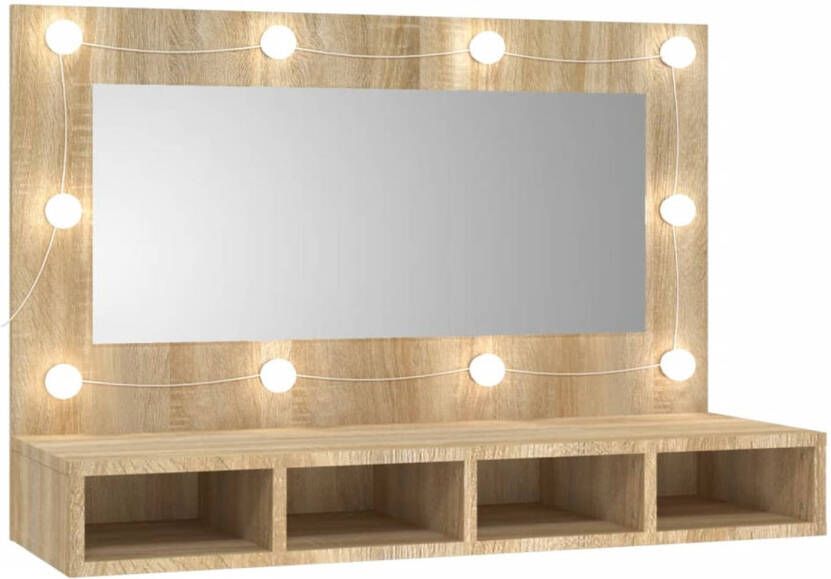 VidaXL Spiegelkast met LED-verlichting 90x31 5x62 cm sonoma eikenkleur