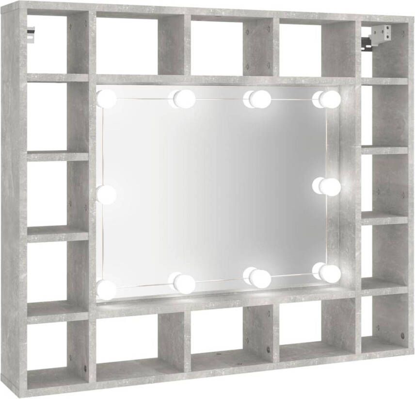 VidaXL Spiegelkast met LED-verlichting 91x15x76 5 cm betongrijs